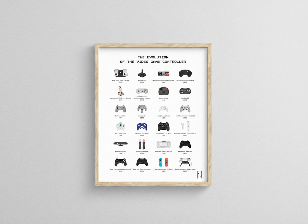 HAUS AND HUES Gamer Wall Decor - Boys Bedroom Posters, Teen Boys Video Game Room Decor, Gaming Poster (Beige Frame, 16x20)