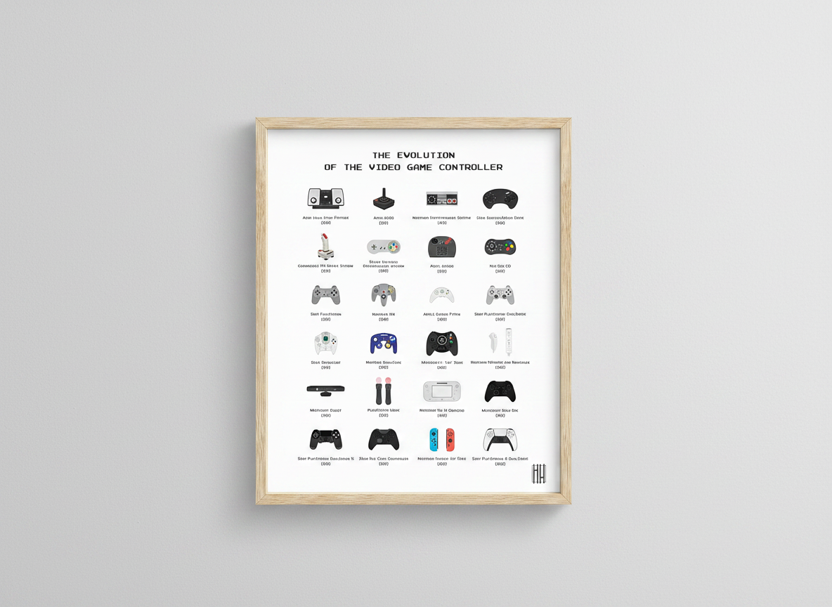 HAUS AND HUES Gamer Wall Decor - Boys Bedroom Posters, Teen Boys Video Game Room Decor, Gaming Poster (Beige Frame, 16x20)