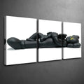 3pc-Modern Wall Art Painting, KAWS Companion Lying Down Triptych Poster, Street Pop Art Printing, Black Yellow Tone Canvas Decoration, Living Room & Game Room Aesthetic, Artistic, Perfect Gift For KAWS Fans, Framed.