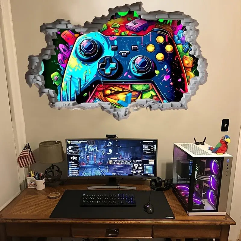 One Piece 3D Game Decorative Wall Sticker, Vinyl Decal, Gamer Controller Game Peel & Stick Wall Art Decal, Perfect for Teen Boys Bedroom Gaming Room Decor, Wall Art Stickers, Sticker Decorations