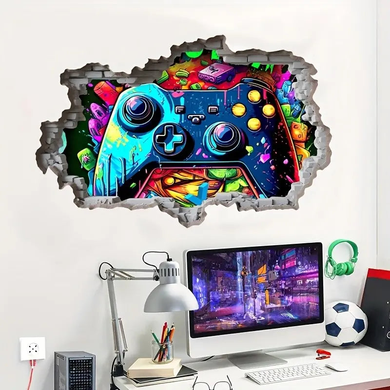 One Piece 3D Game Decorative Wall Sticker, Vinyl Decal, Gamer Controller Game Peel & Stick Wall Art Decal, Perfect for Teen Boys Bedroom Gaming Room Decor, Wall Art Stickers, Sticker Decorations