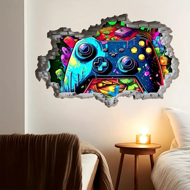 One Piece 3D Game Decorative Wall Sticker, Vinyl Decal, Gamer Controller Game Peel & Stick Wall Art Decal, Perfect for Teen Boys Bedroom Gaming Room Decor, Wall Art Stickers, Sticker Decorations